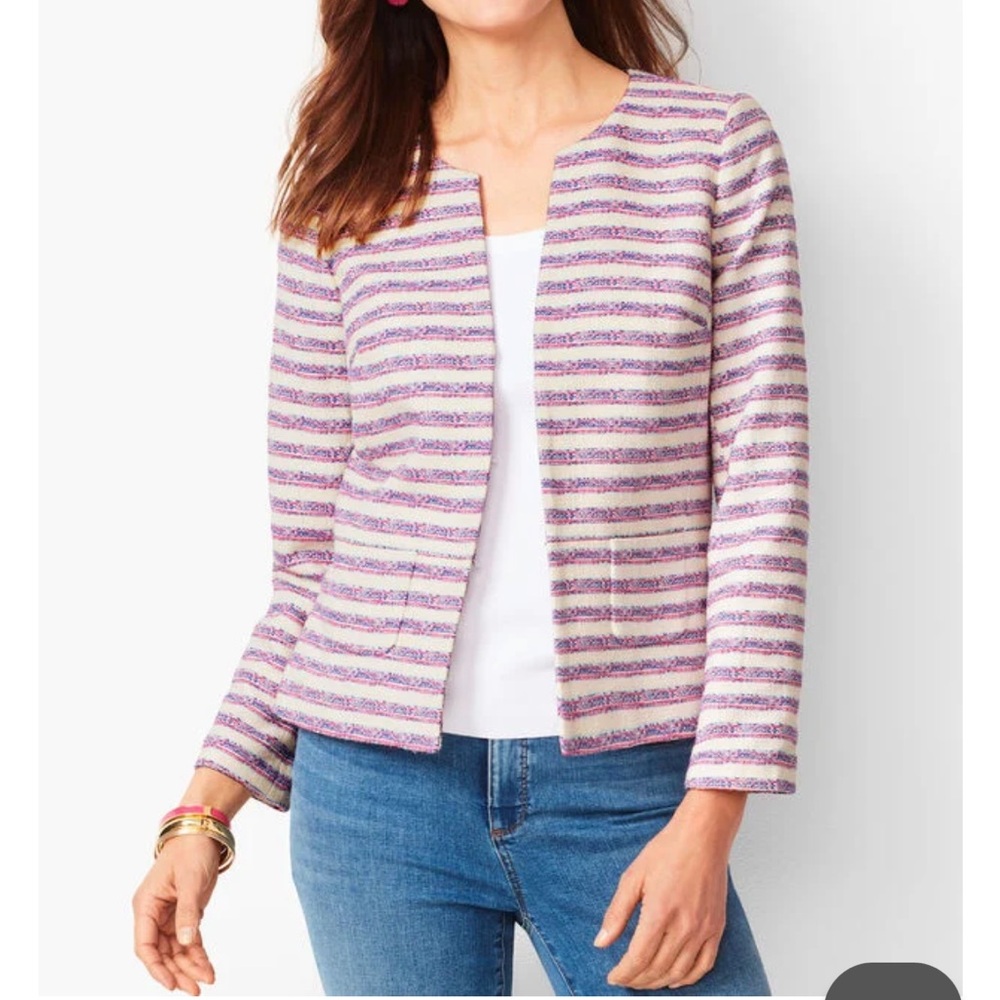 NWOT Talbots pink, blue ,white stripe blazer